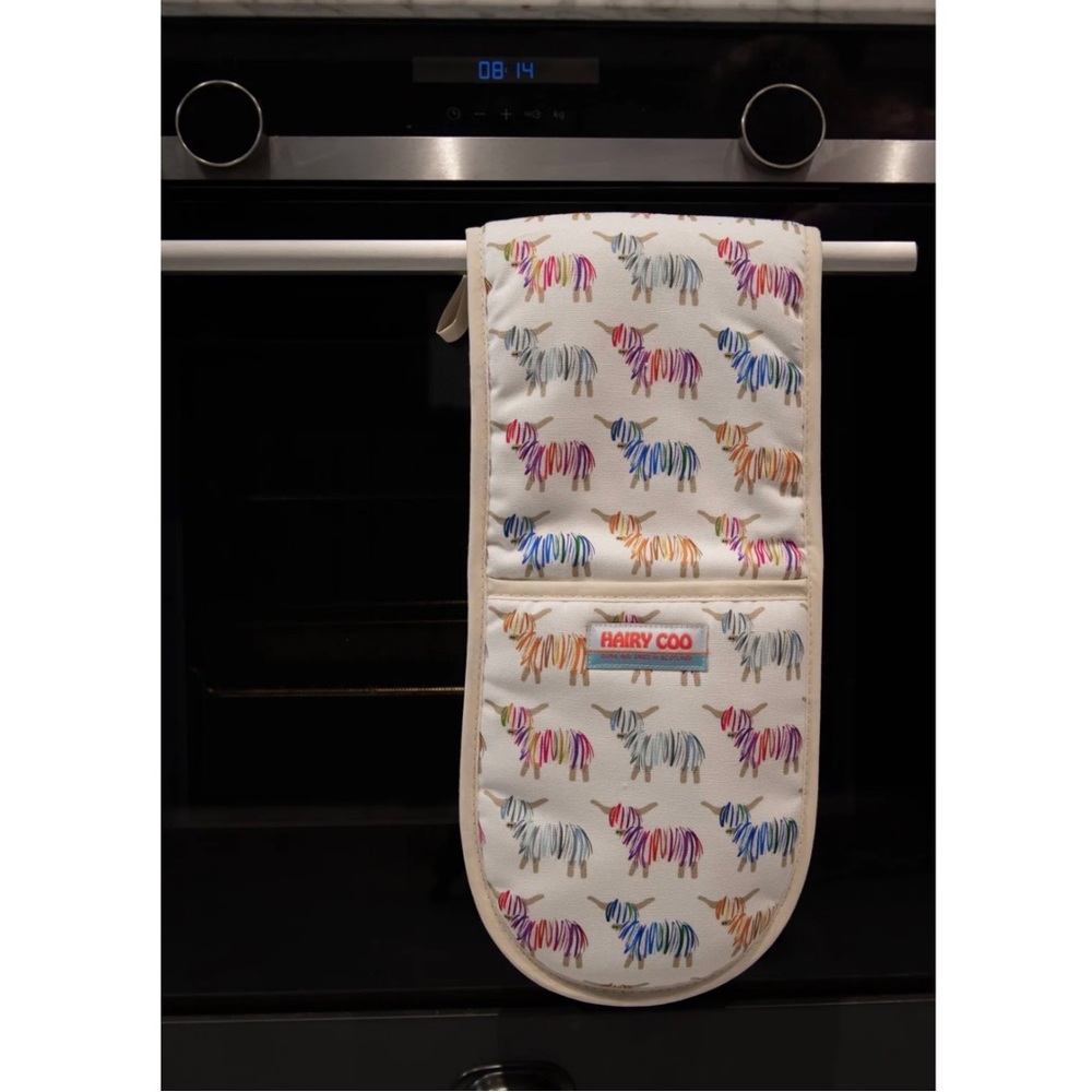 Hairy Coo Highland Cow Double Oven Mitt Glove Scottish Farmhouse Kitchen Cottage